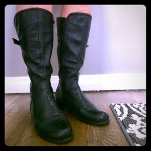 EUC Gabriella Rocha Leather Wide Calf Moto Boot